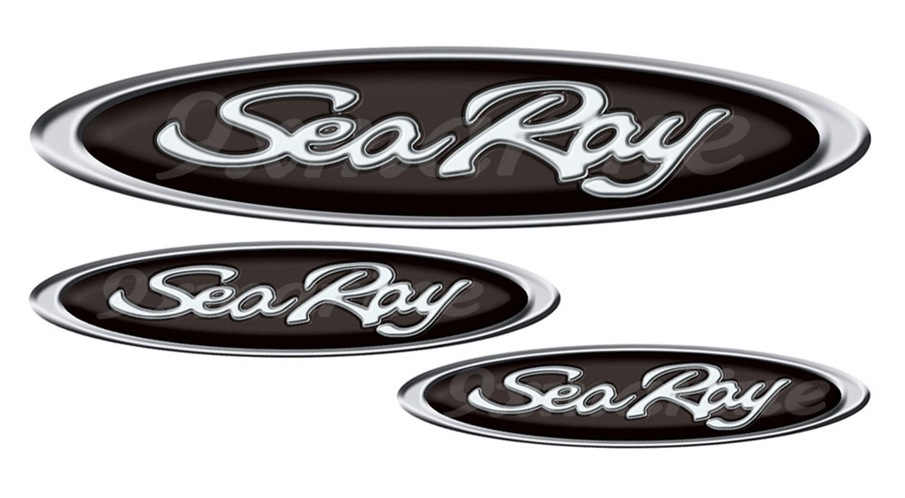 3 Sea Ray Boat Oval Stickers 12.5 and 7.5 inch long