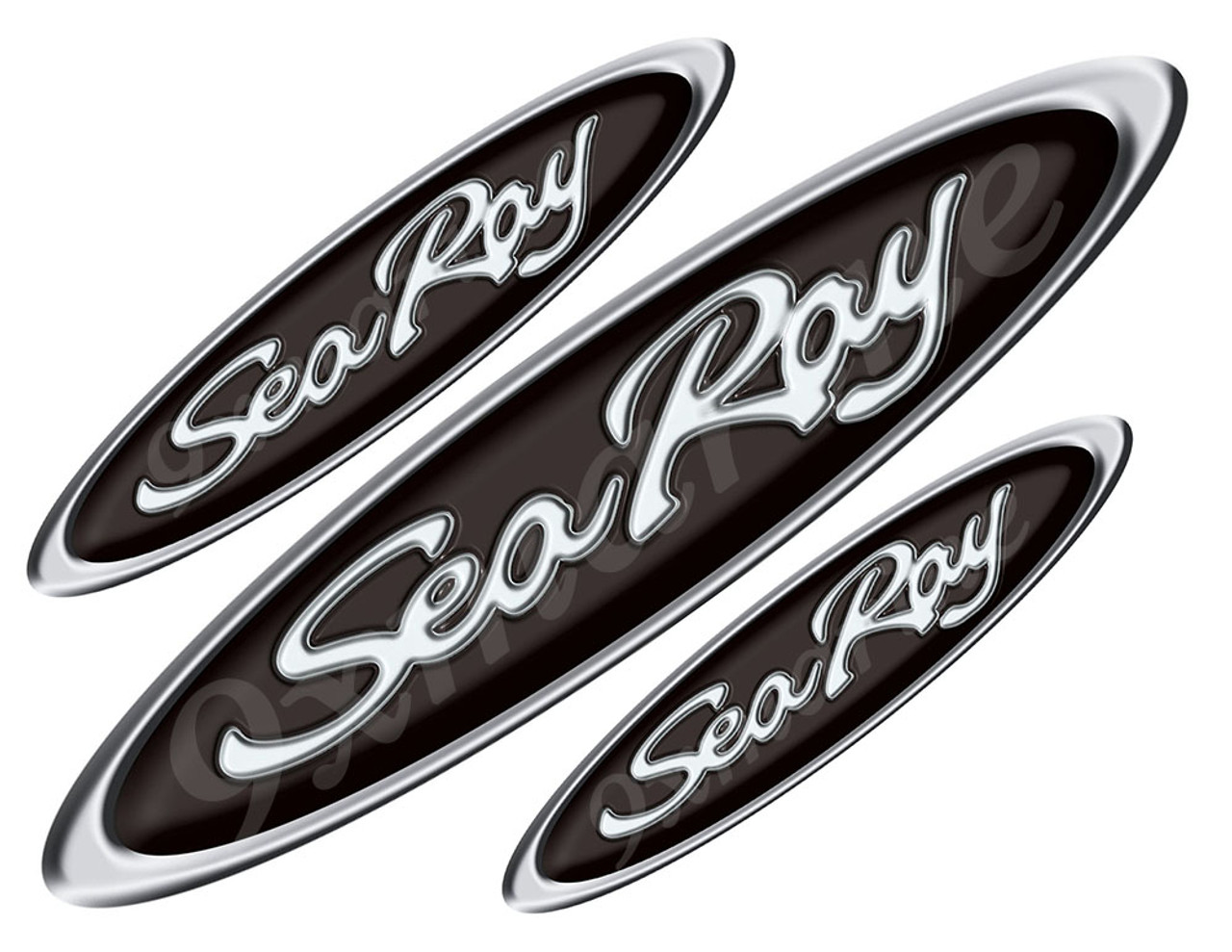 3 Sea Ray Boat Oval Stickers 12.5 and 7.5 inch long