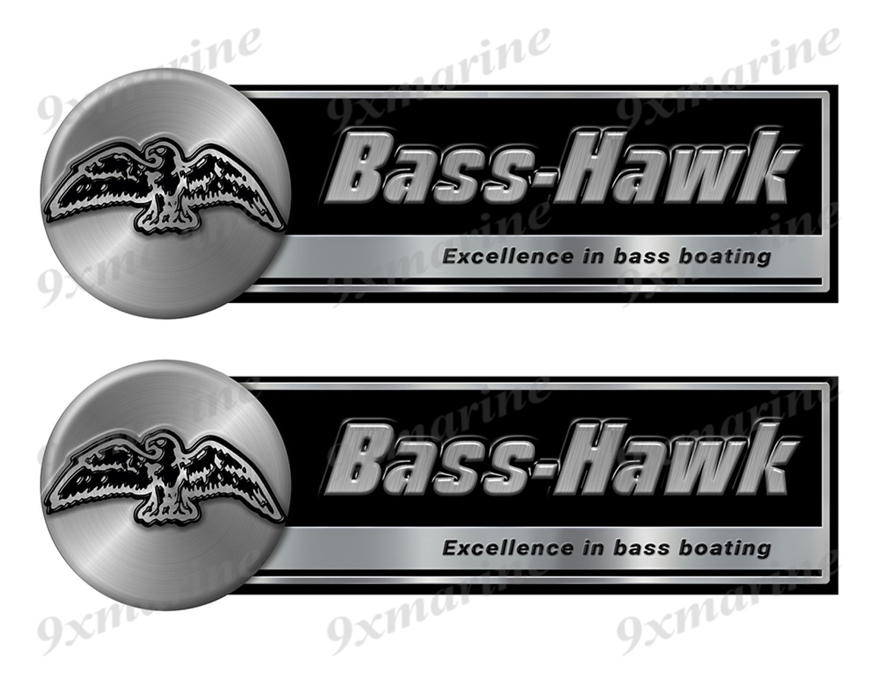 Two Bass Hawk Classic Stickers - 10" long each