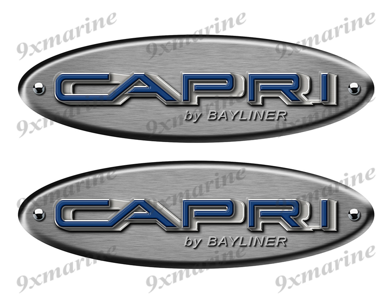Bayliner Capri Oval Stickers Brushed Metal Look