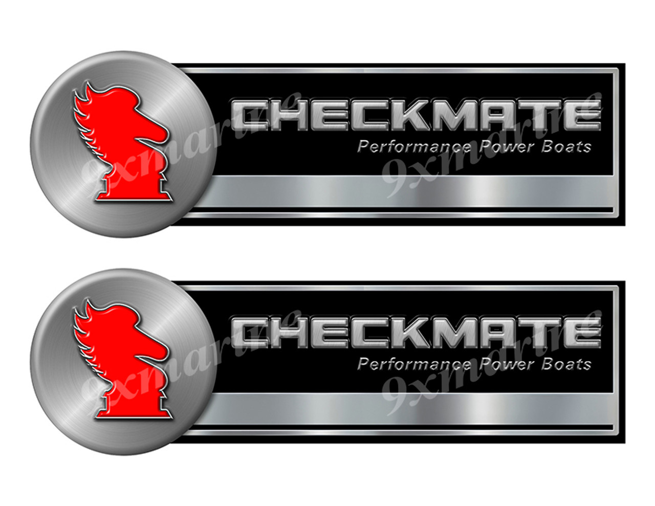Two Checkmate 80s Classic Stickers - 10" long each