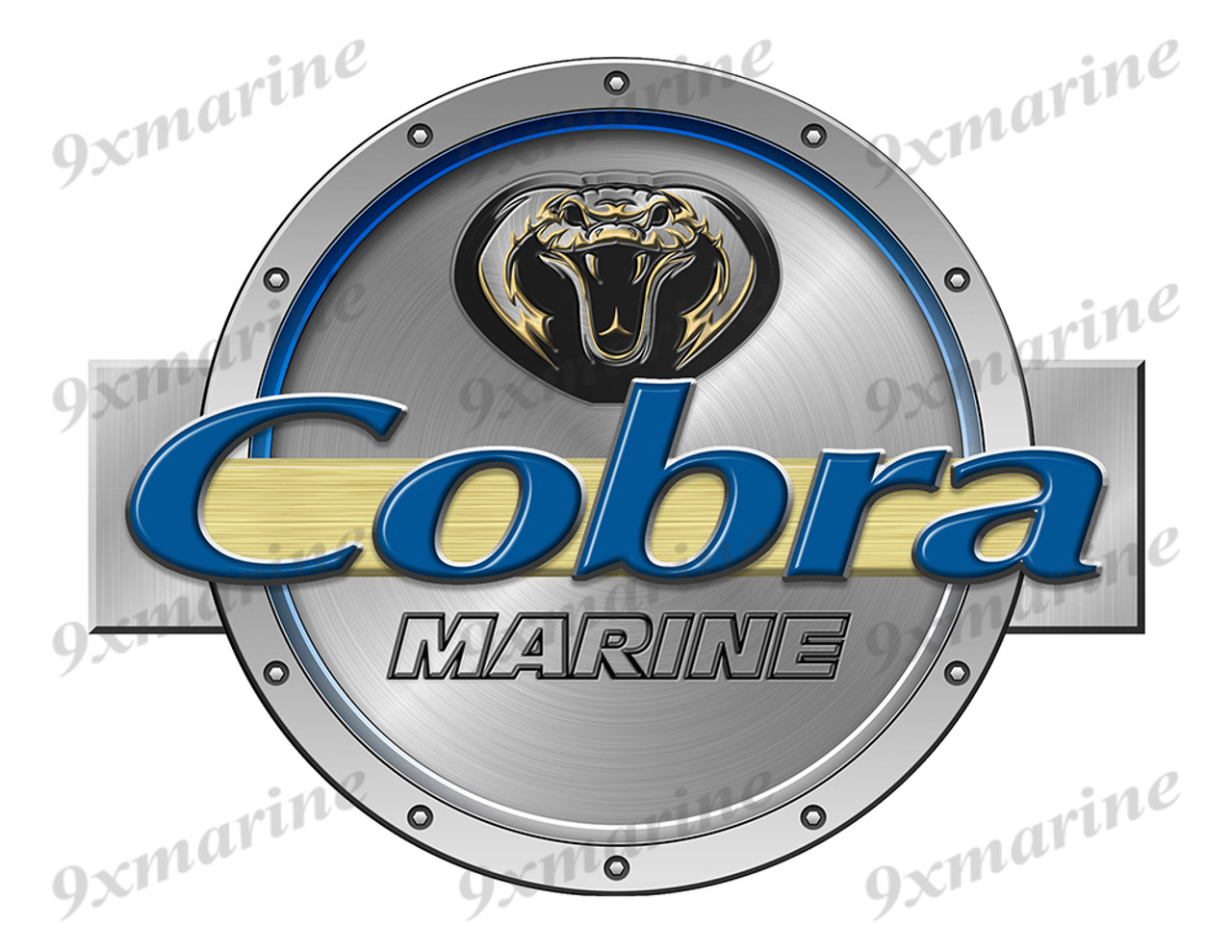 One Cobra Remastered Sticker. Brushed Metal Style - 7.5" diameter