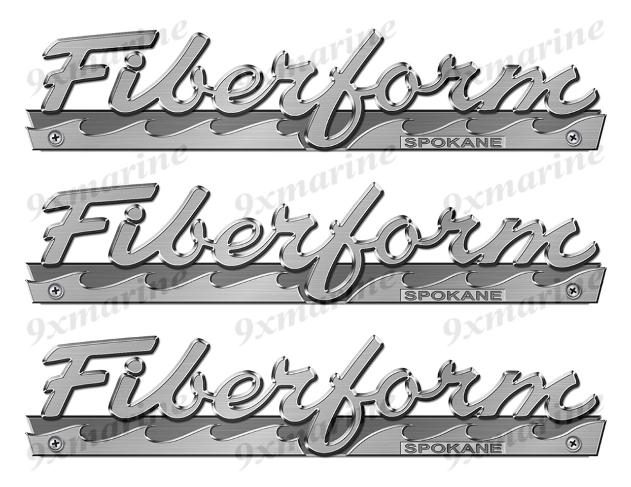 Fiberform boat Stickers "3D Vinyl Replica" of metal originals - 10" long