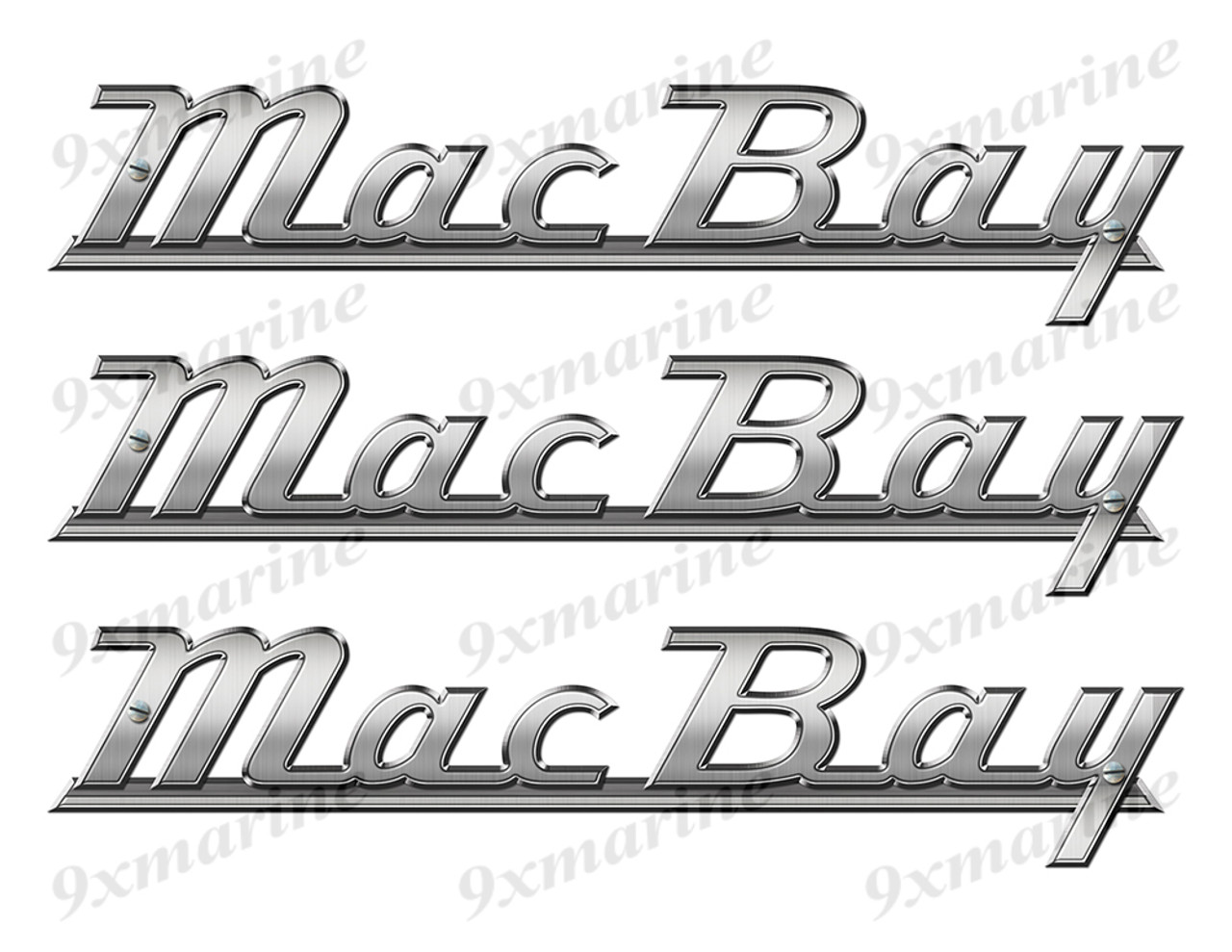 Mac Bay boat Stickers "3D Vinyl Replica" of metal originals - 10"x2"