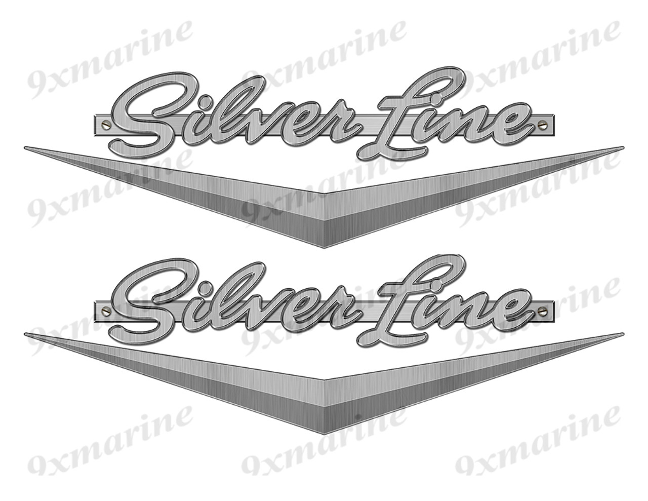 Silver Line boat Stickers "3D Vinyl Replica" of metal originals - 10" long