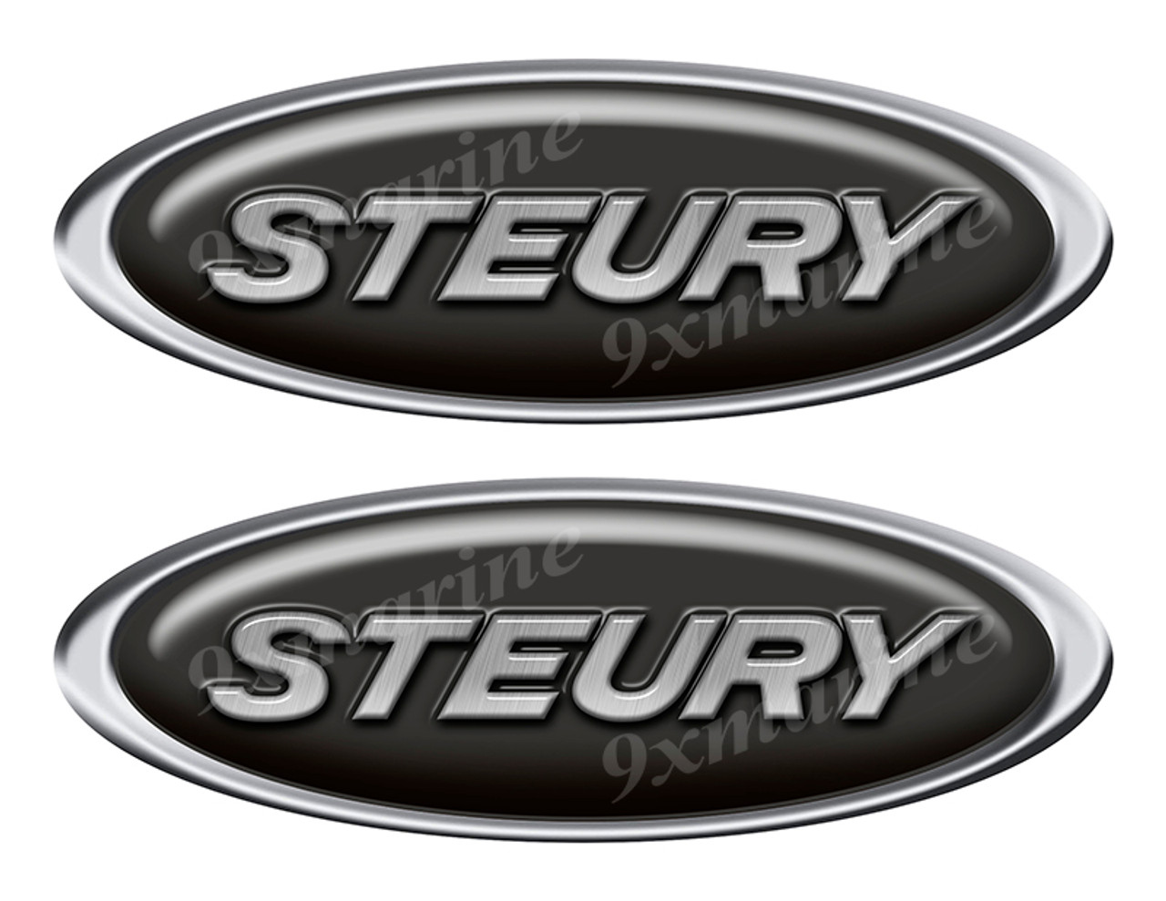 Two Steury Classic Oval Stickers 10" long