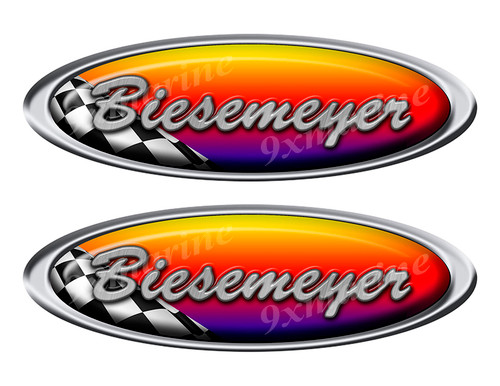 2 Biesemeyer Red Racing Oval Stickers