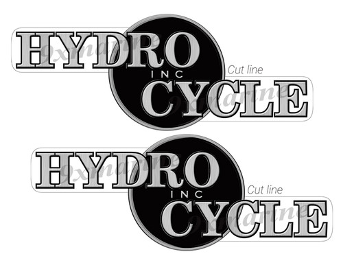 2 Hydro Cycle Boat Stickers "3D Vinyl Replica" of original - 9.5" long