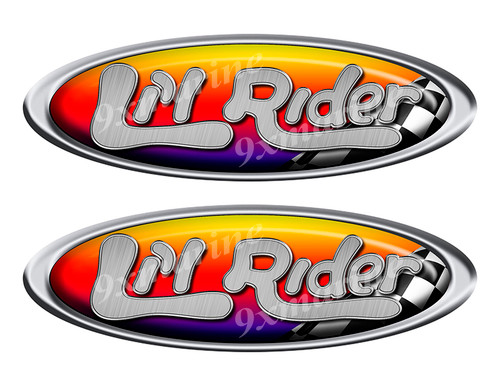 Two Lil Rider Red Racing Oval Stickers