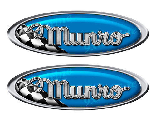 Two Munro Vinyl Racing Oval Stickers 10" long each