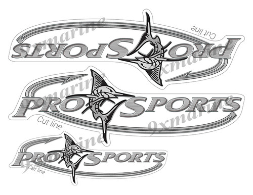 3 Pro Sports Boat Stickers "3D Vinyl Replica" of original - 10" long