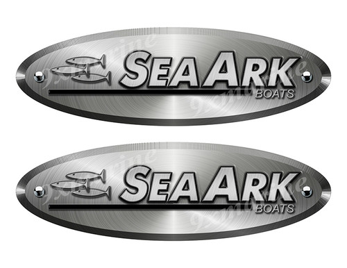 2 Sea Ark Oval Remastered Stickers. Brushed Metal Style - 10" long