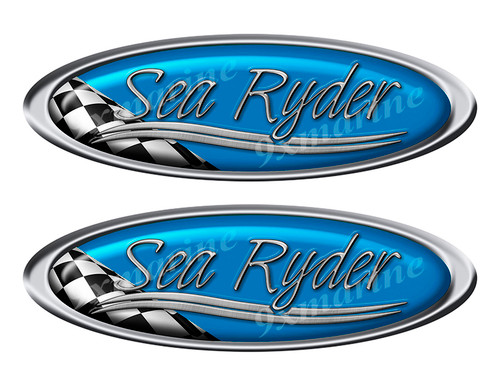 Two Sea Ryder Vinyl Racing Oval Stickers - 10" long each