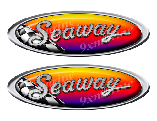 2 Seaway Red Racing Oval Stickers