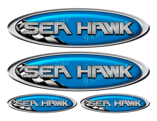 Sea Hawk Vinyl Racing Oval Stickers - 10" and 5" long