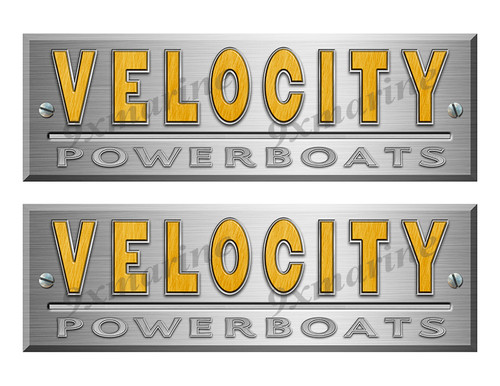 Velocity Remastered Stickers. Brushed Metal Style - 10" long