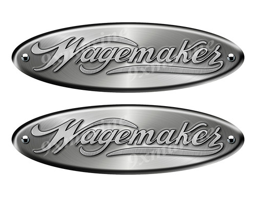 Wagemaker Remastered Stickers. Brushed Metal Style - 10" long