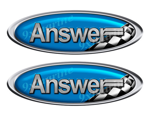 Two Answer Marine Vinyl Racing Oval Stickers - 10" long each