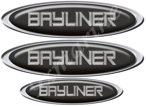 Two Bayliner oval stickers for boat restoration 10 inch long