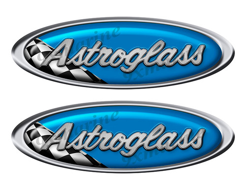 Two Astroglass Vinyl Racing Oval Stickers - 10" long each