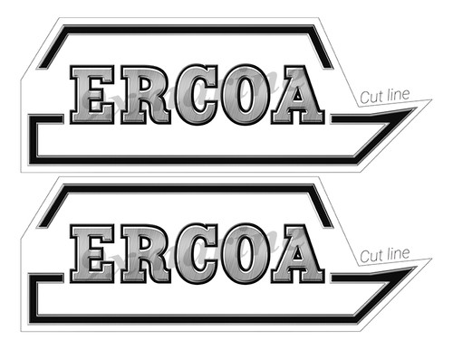 Two Ercoa Boat Vintage Stickers. Brushed Metal Style