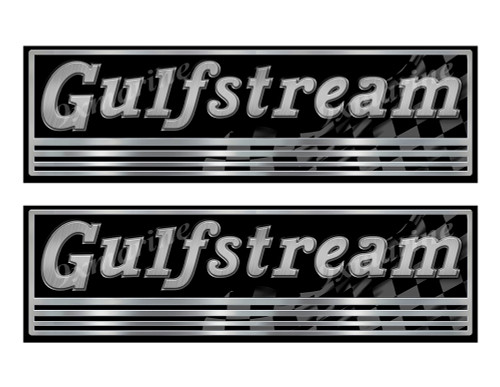 2 Gulfstream Boat Classic Stickers. Remastered Name Plate