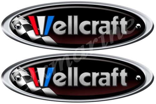  Two Wellcraft Boat Remastered Oval Sticker 16" Diecut