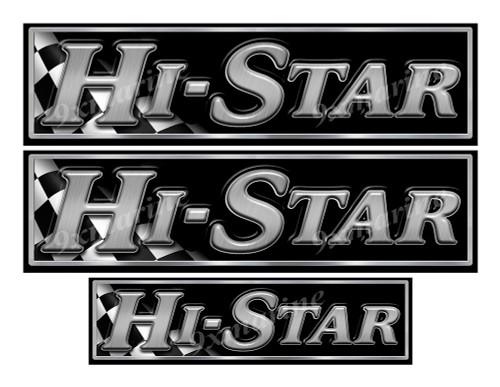 Three Hi-Star Boat Classic Racing 10" and 7" long Stickers