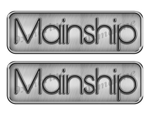 Mainship Yacht Remastered Stickers. Brushed Metal Style - 10" long