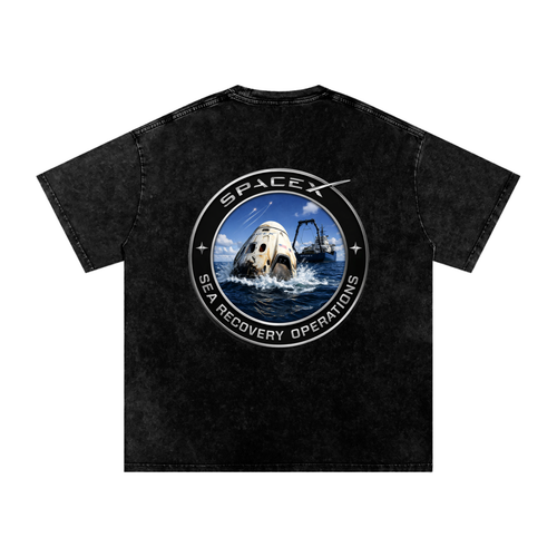 Snow Washed Oversized Cotton T-Shirt #260326PODPQ0051 (Back Design)