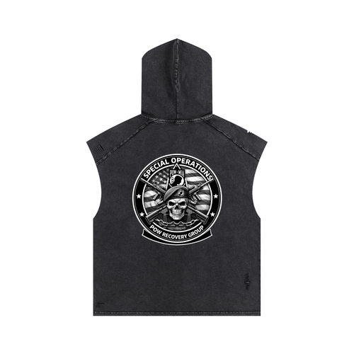 Snow Washed Boxy Hooded Tank Top #260327PODPT3147