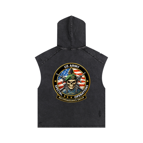 Snow Washed Boxy Hooded Tank Top #260327PODPT3154