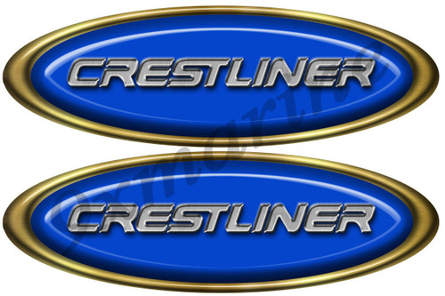 Two Oval Crestliner Stickers - 10" x 3.25" each
