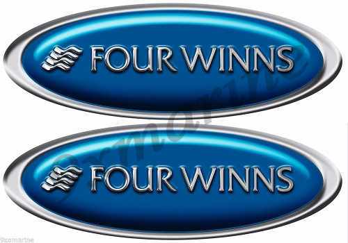 Four Winns Boat Sticker Set - Classic Blue Oval 10" Long X 3.5" Tall