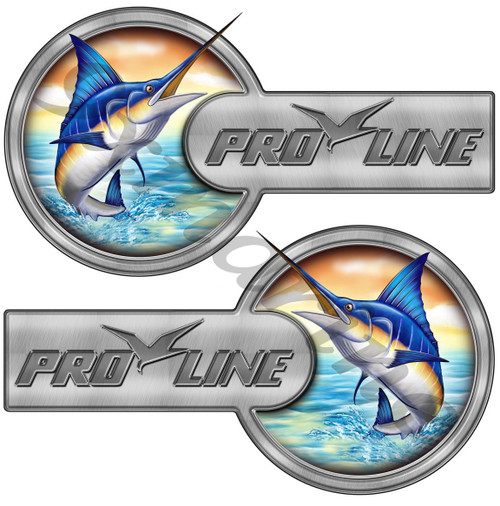 Two Pro Line Laminated Custom Stickers - 16"X9" each. Port Side & Star Board Set