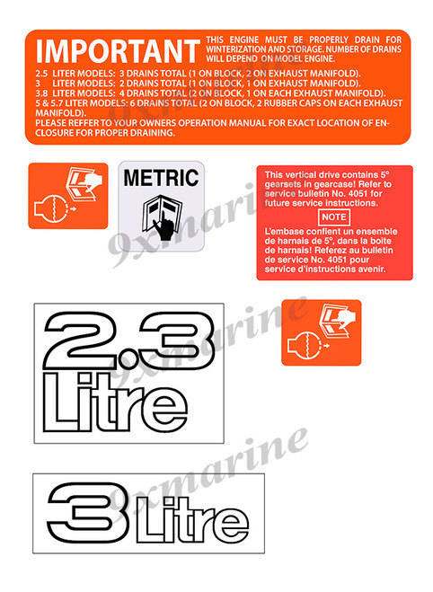 OMC Cobra and King Cobra Remastered Engine Sticker 2.3 and 3 litre