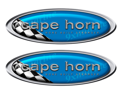 Two Cape Horn Vinyl Racing Oval Stickers 10" long each