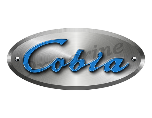 One Cobia Remastered Sticker Brushed Metal Style - 10"x4.5" blue