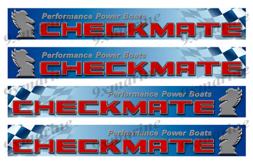 4 Checkmate 80s Vinyl Stickers - 16"x2" each