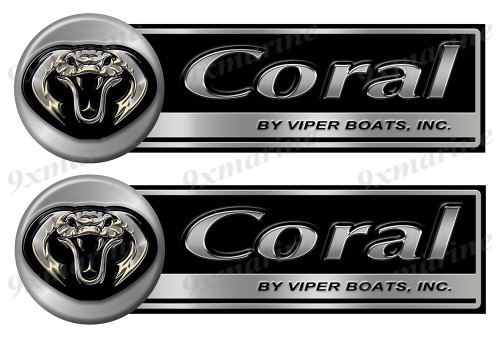 Two Big Coral Classic Stickers - 16" long each