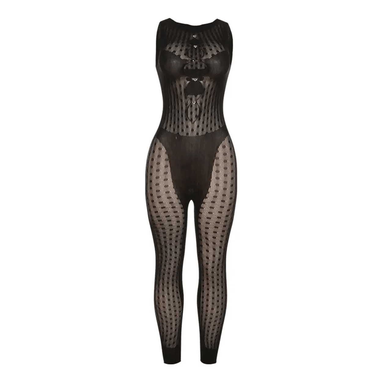 Diamond Mesh Sleeveless Jumpsuit