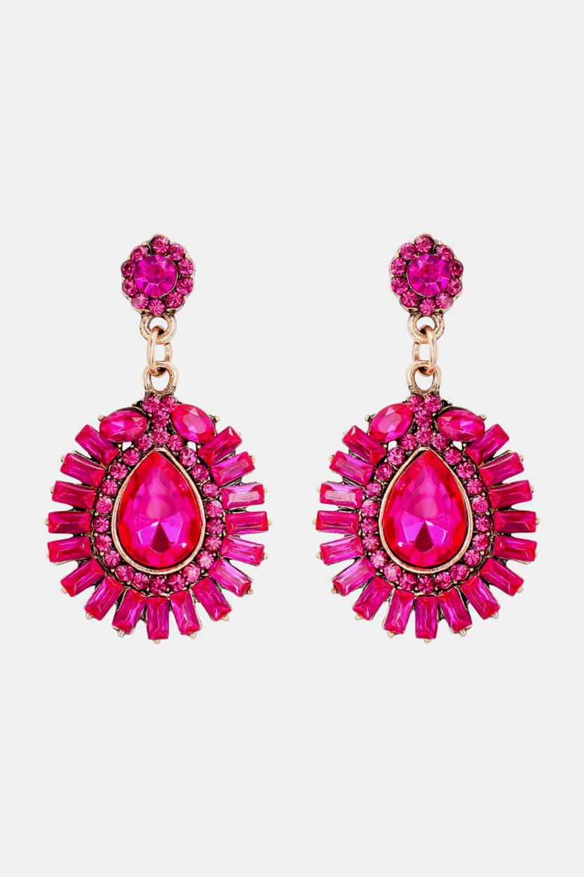 Teardrop Shape Glass Stone Dangle Earrings