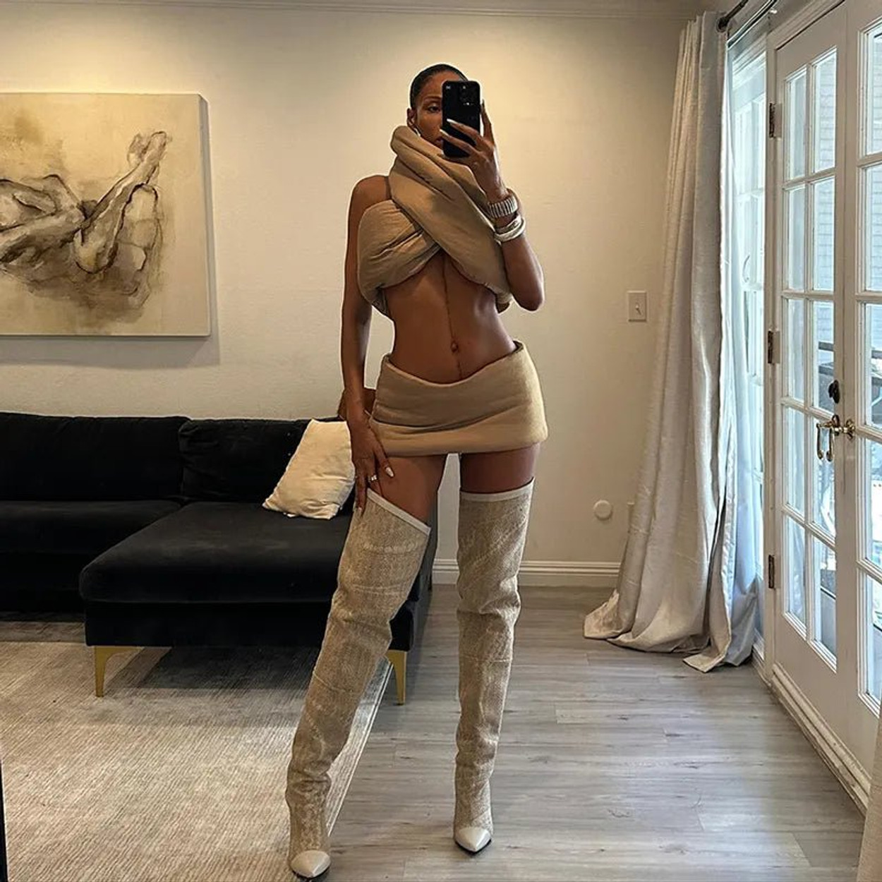 Kliou Quilted Halter Skirt Set