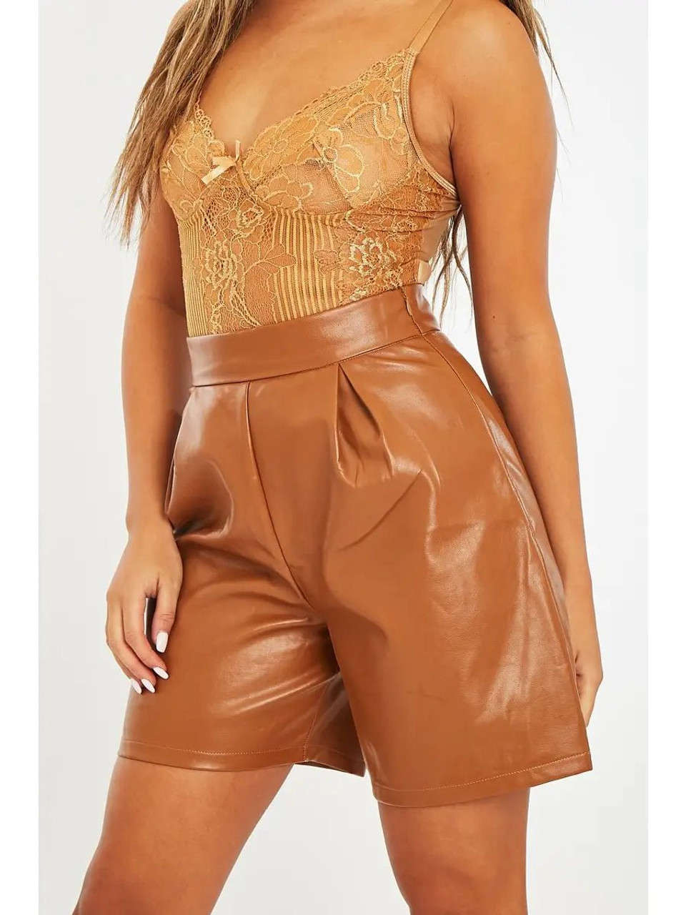 SheaButter PU Leather High Waist Shorts