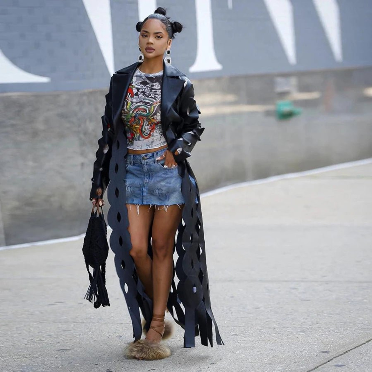 Mama Mia PU Leather Trench Coat