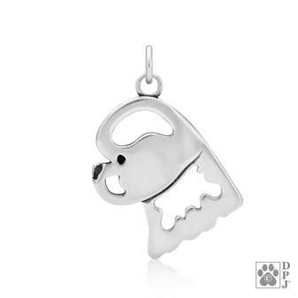 Bichon Frise Necklace, Head pendant - recycled .925 Sterling Silver