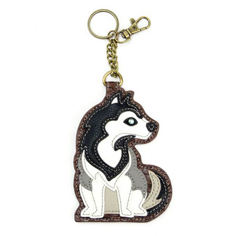 Key Ring/Bag Charm with coin purse - Husky - Faux Leather