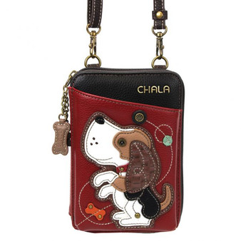 Beagle Dog Wallet XBody Bag - Burgundy - Faux Leather