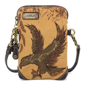 Safari Eagle cross-body bag, brown canvas, front view