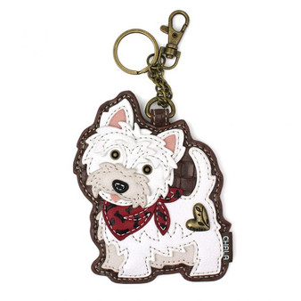 Western Highland Terrier Key Charm front view showing cute Westie dog with red bandana